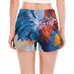 Rooster Painting Print Women's Split Running Shorts