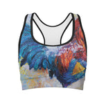Rooster Painting Print Women's Sports Bra