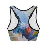 Rooster Painting Print Women's Sports Bra