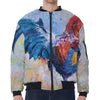 Rooster Painting Print Zip Sleeve Bomber Jacket