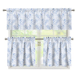 Rooster Plaid Pattern Print 3 Piece Kitchen Curtains