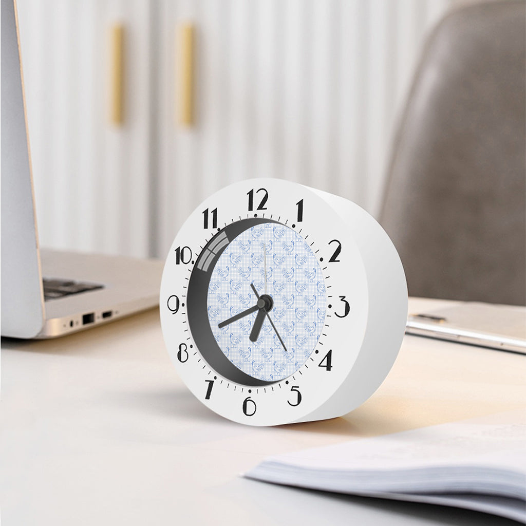 Rooster Plaid Pattern Print Alarm Clock
