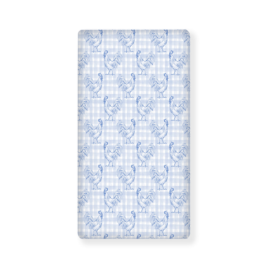 Rooster Plaid Pattern Print Baby Crib Sheet