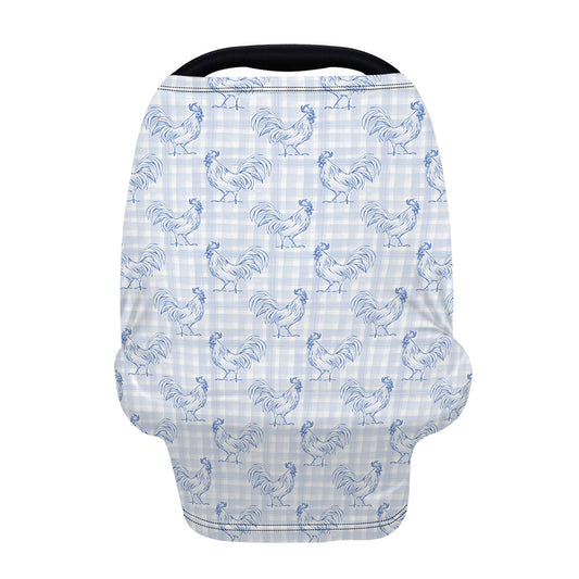 Rooster Plaid Pattern Print Baby Seat Cover