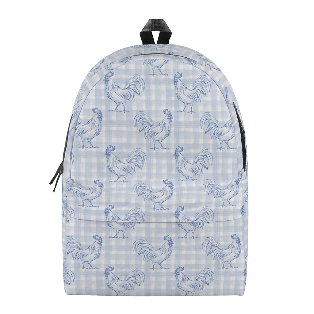 Rooster Plaid Pattern Print Backpack