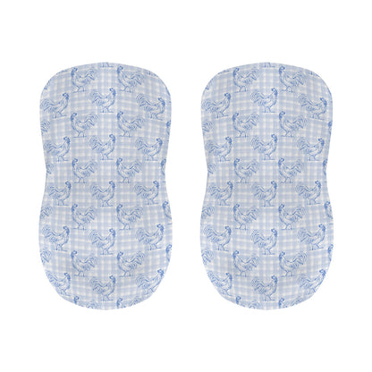 Rooster Plaid Pattern Print Bar Stool Covers