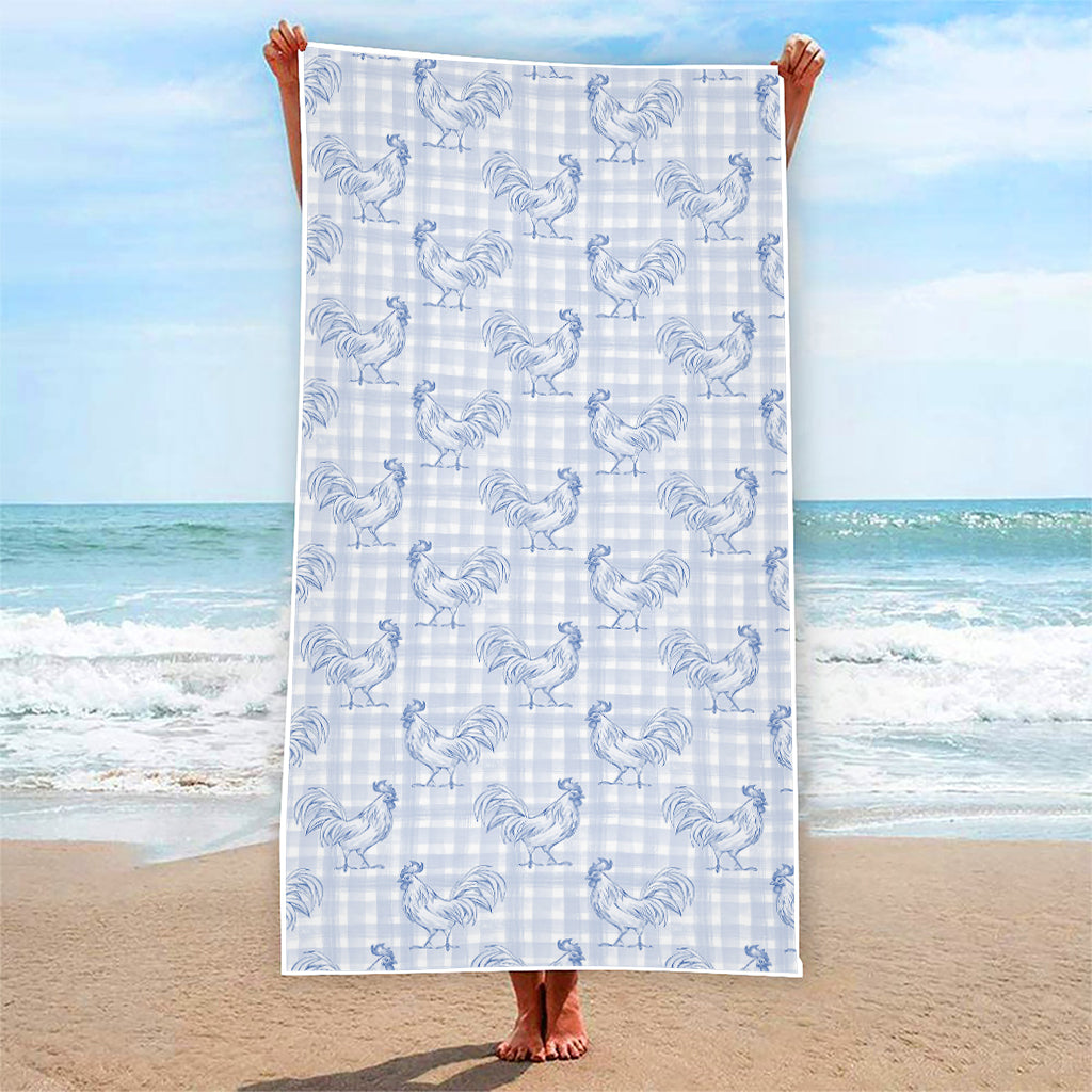 Rooster Plaid Pattern Print Beach Towel