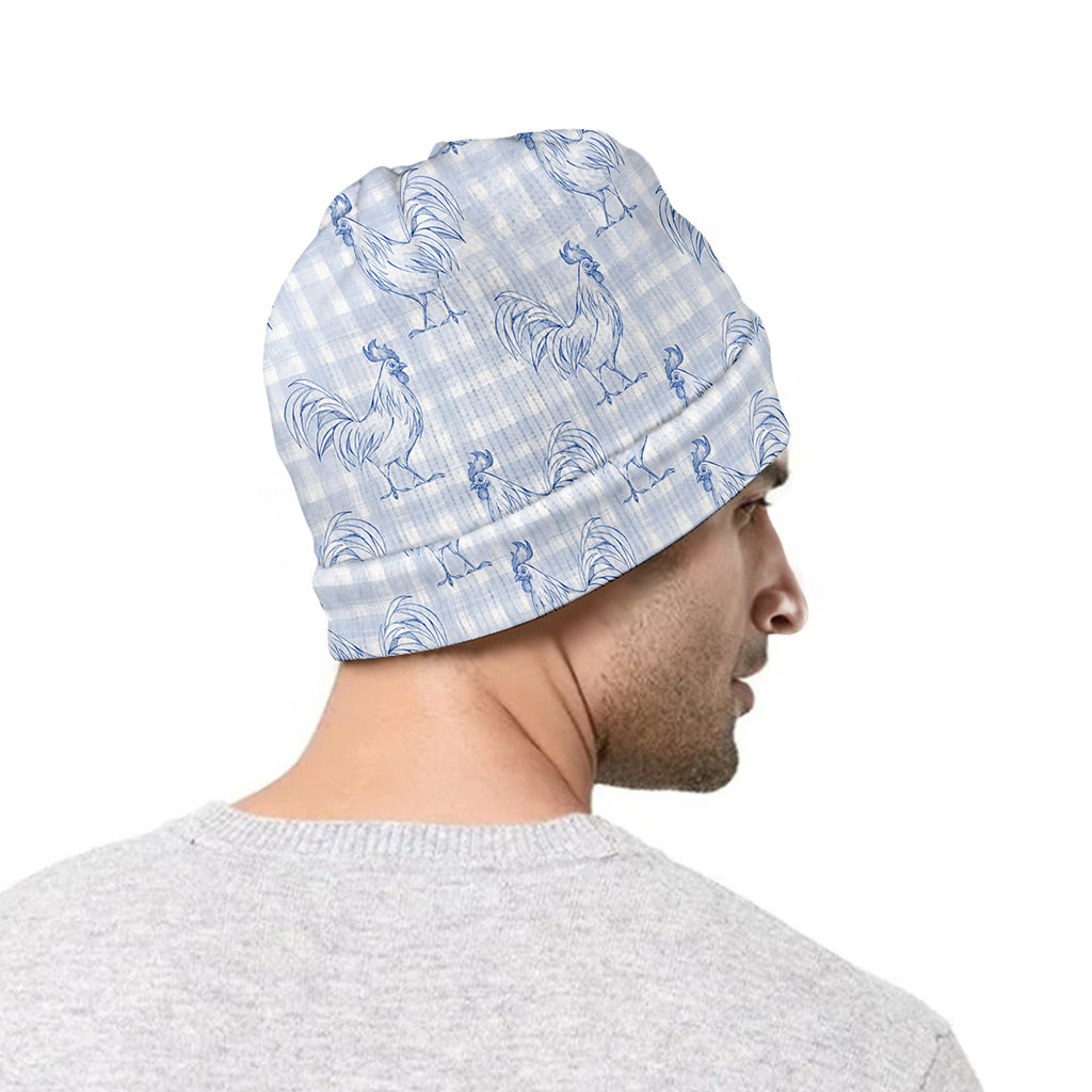 Rooster Plaid Pattern Print Beanie