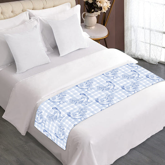 Rooster Plaid Pattern Print Bed Runner