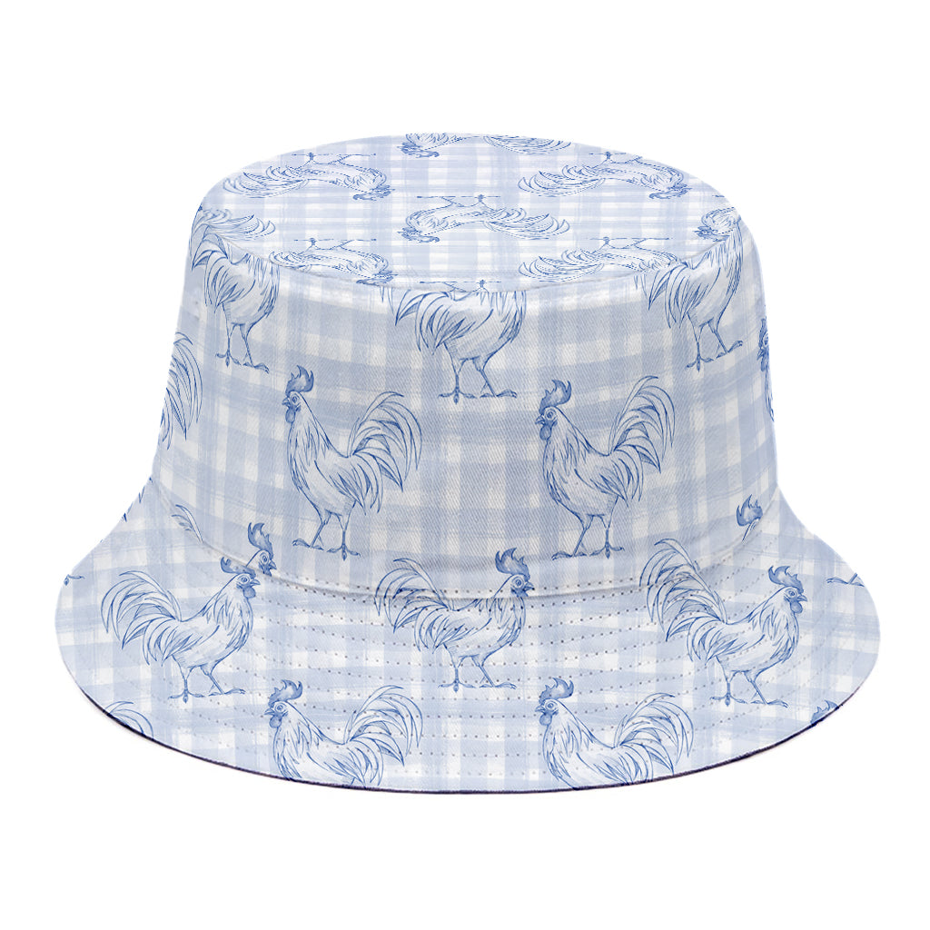 Rooster Plaid Pattern Print Bucket Hat