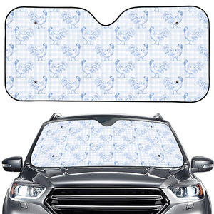 Rooster Plaid Pattern Print Car Windshield Sun Shade