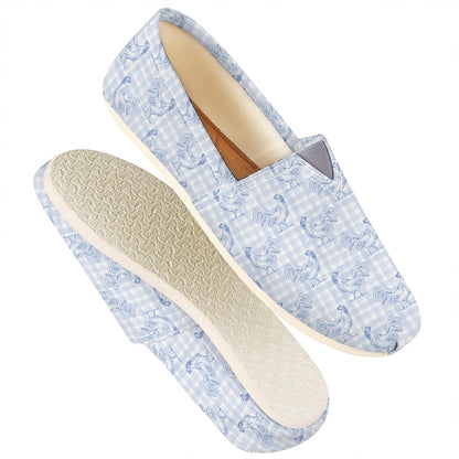 Rooster Plaid Pattern Print Casual Shoes