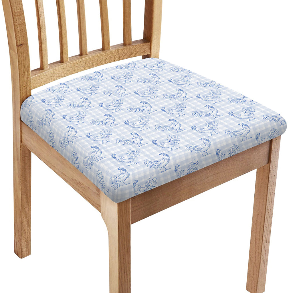 Rooster Plaid Pattern Print Chair Cushion Cover