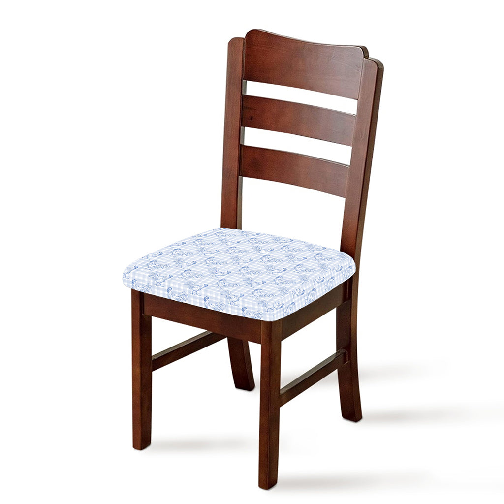 Rooster Plaid Pattern Print Chair Cushion Cover