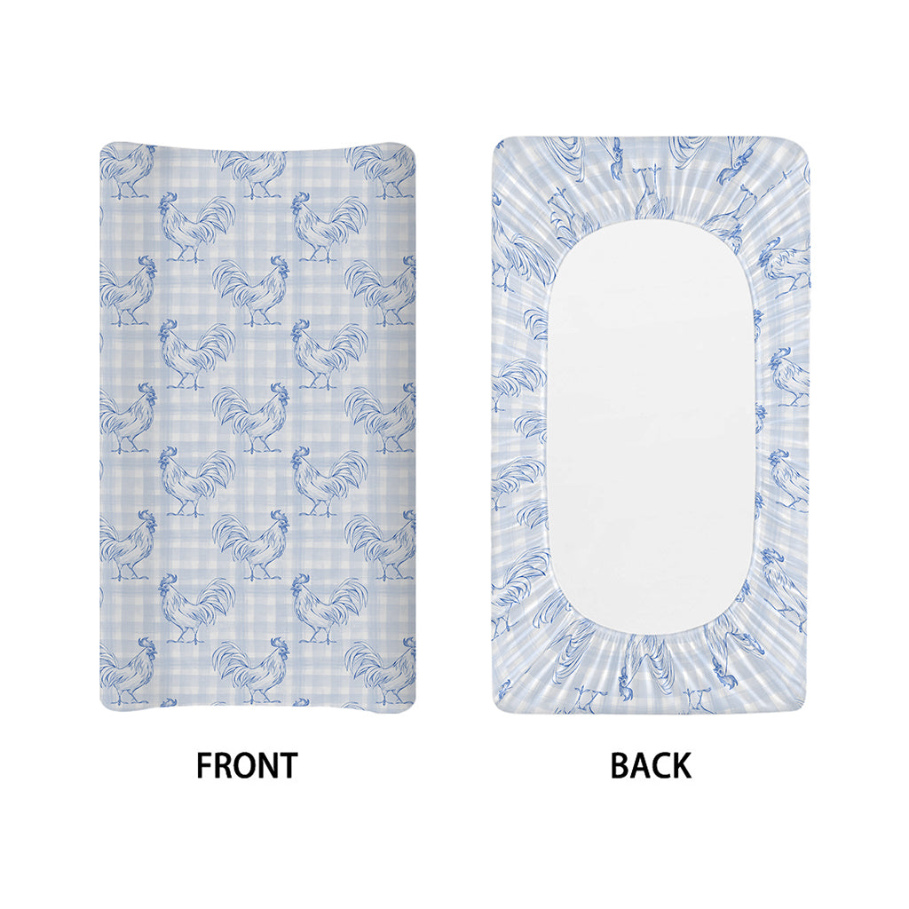 Rooster Plaid Pattern Print Changing Pad Cover