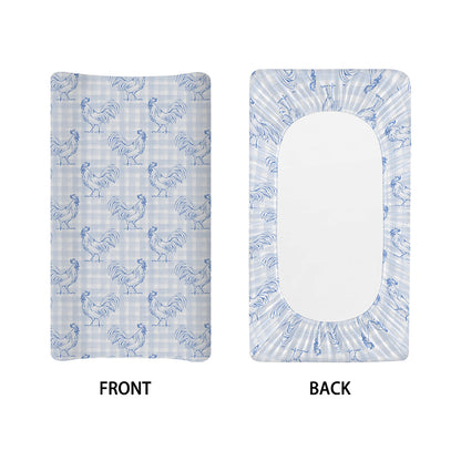 Rooster Plaid Pattern Print Changing Pad Cover