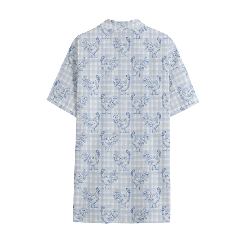 Rooster Plaid Pattern Print Cotton Hawaiian Shirt