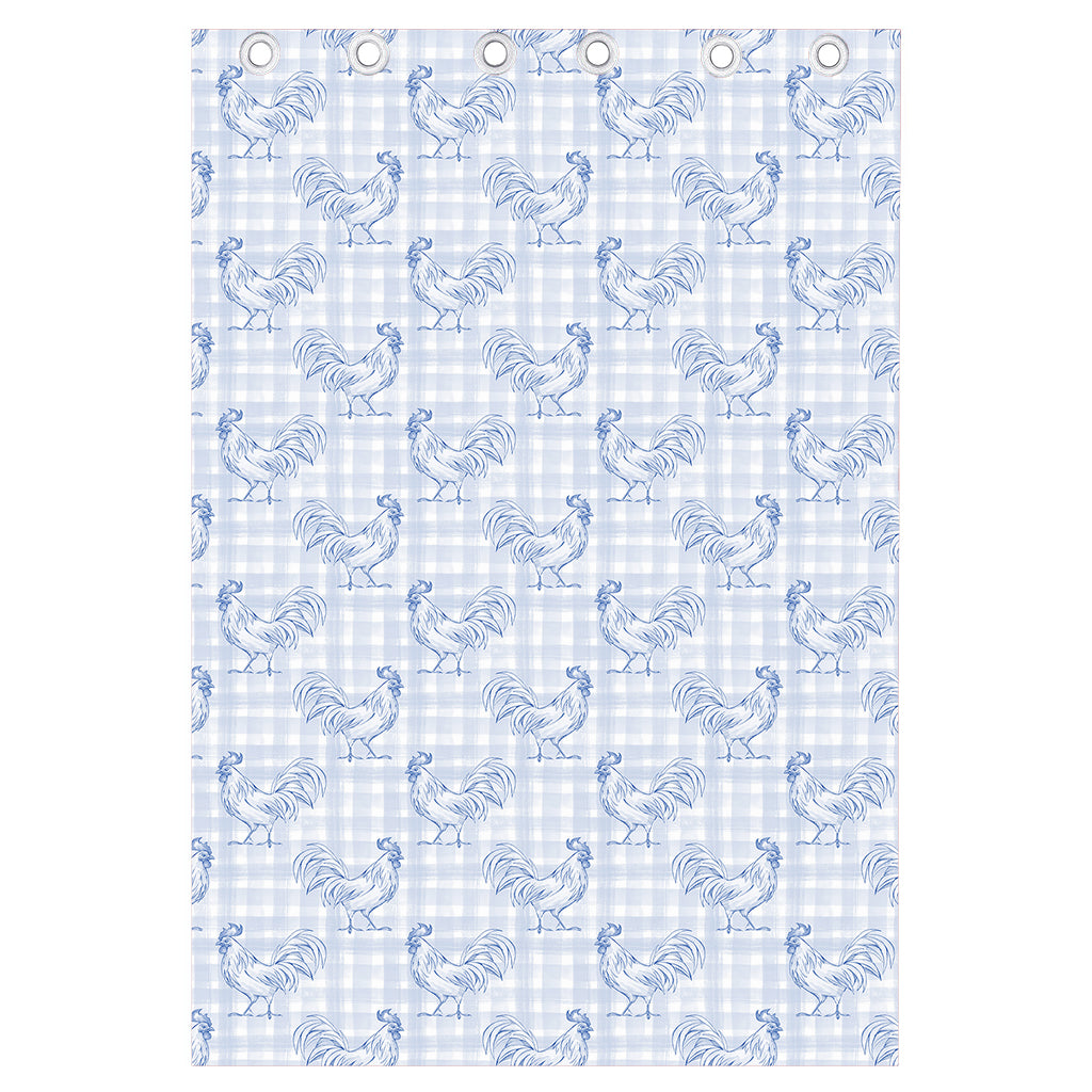 Rooster Plaid Pattern Print Curtain