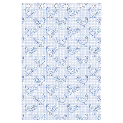 Rooster Plaid Pattern Print Curtain