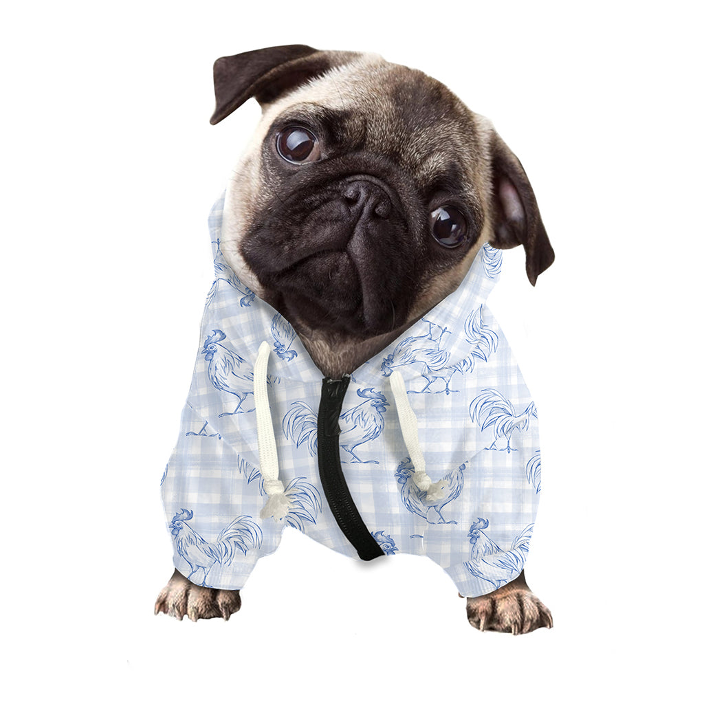 Rooster Plaid Pattern Print Dog Zip Up Hoodie