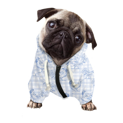 Rooster Plaid Pattern Print Dog Zip Up Hoodie