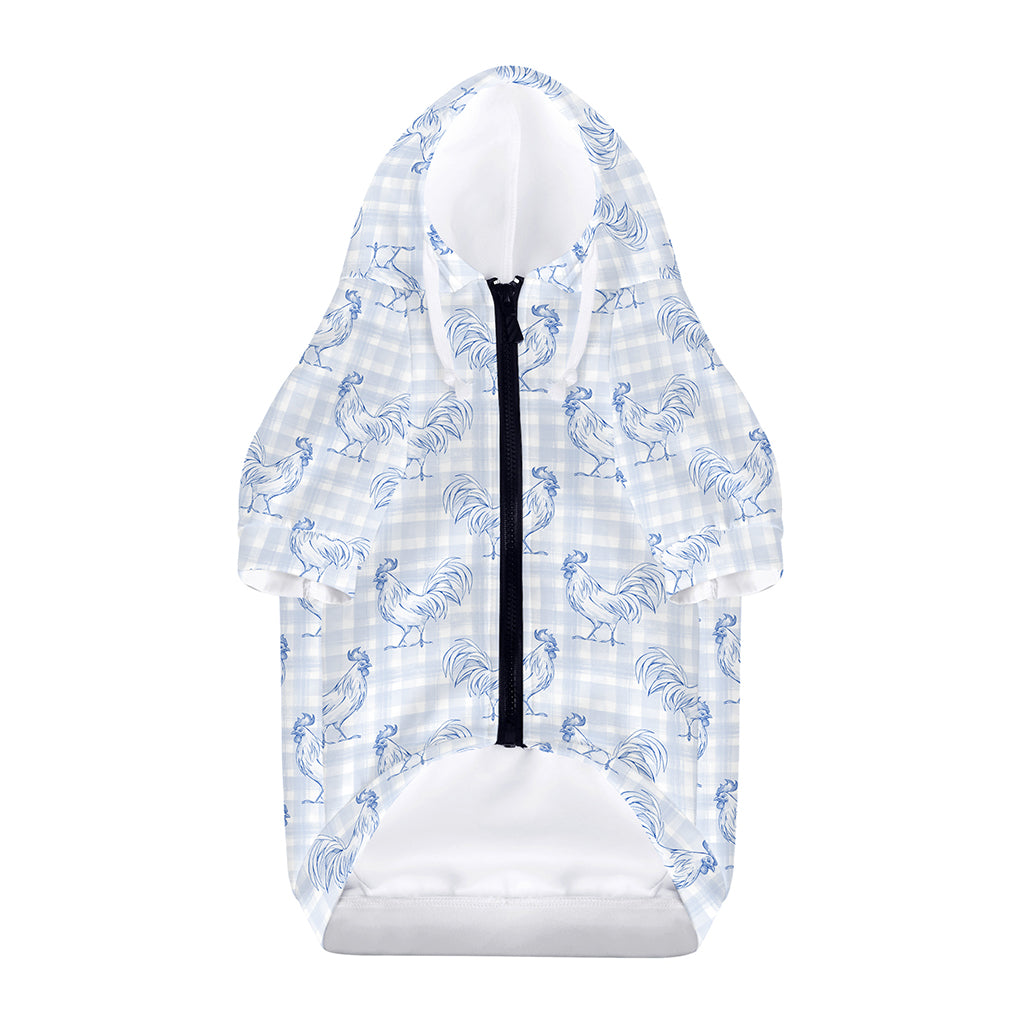 Rooster Plaid Pattern Print Dog Zip Up Hoodie