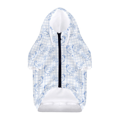 Rooster Plaid Pattern Print Dog Zip Up Hoodie