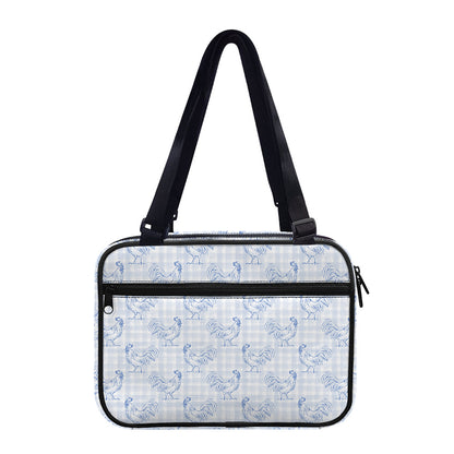 Rooster Plaid Pattern Print Double Strap Bible Bag