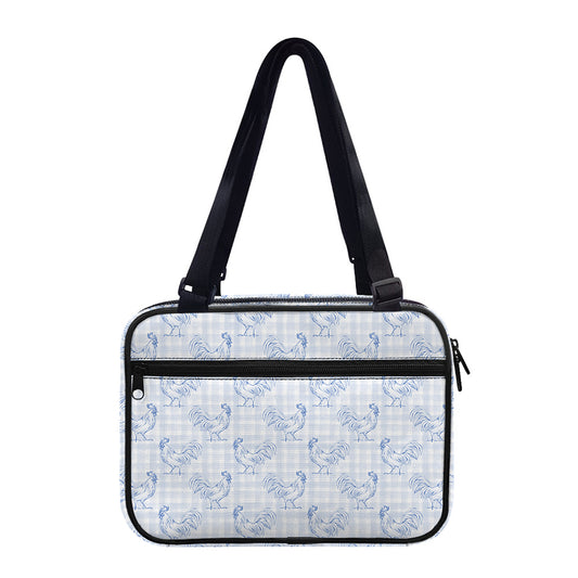 Rooster Plaid Pattern Print Double Strap Bible Bag