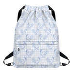 Rooster Plaid Pattern Print Drawstring Backpack