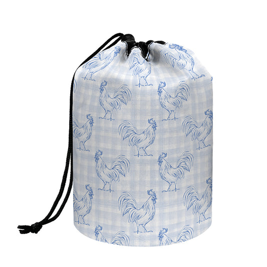 Rooster Plaid Pattern Print Drawstring Makeup Bag