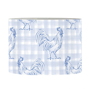 Rooster Plaid Pattern Print Drum Lamp Shade