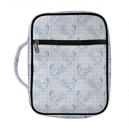 Rooster Plaid Pattern Print Front Pocket Bible Bag