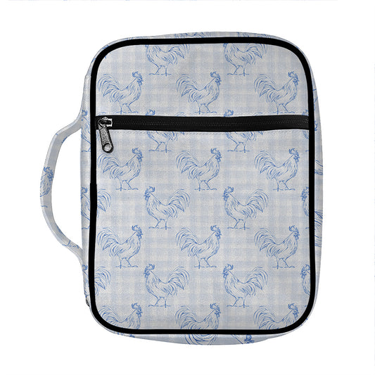 Rooster Plaid Pattern Print Front Pocket Bible Bag
