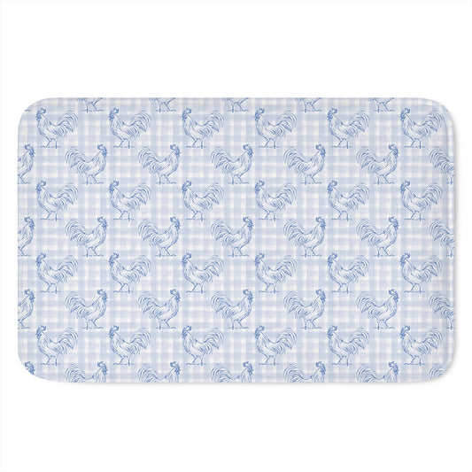 Rooster Plaid Pattern Print Indoor Door Mat