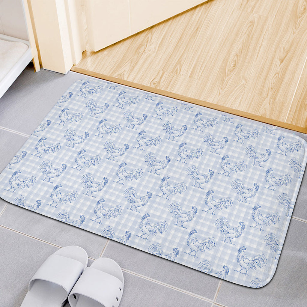 Rooster Plaid Pattern Print Indoor Door Mat