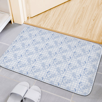 Rooster Plaid Pattern Print Indoor Door Mat