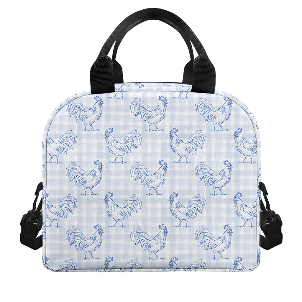 Rooster Plaid Pattern Print Insulated Lunch Bag