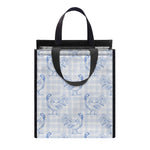 Rooster Plaid Pattern Print Insulated Lunch Tote