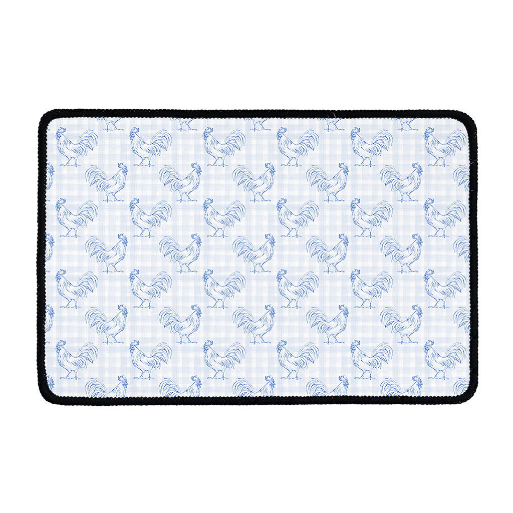 Rooster Plaid Pattern Print Kitchen Mat