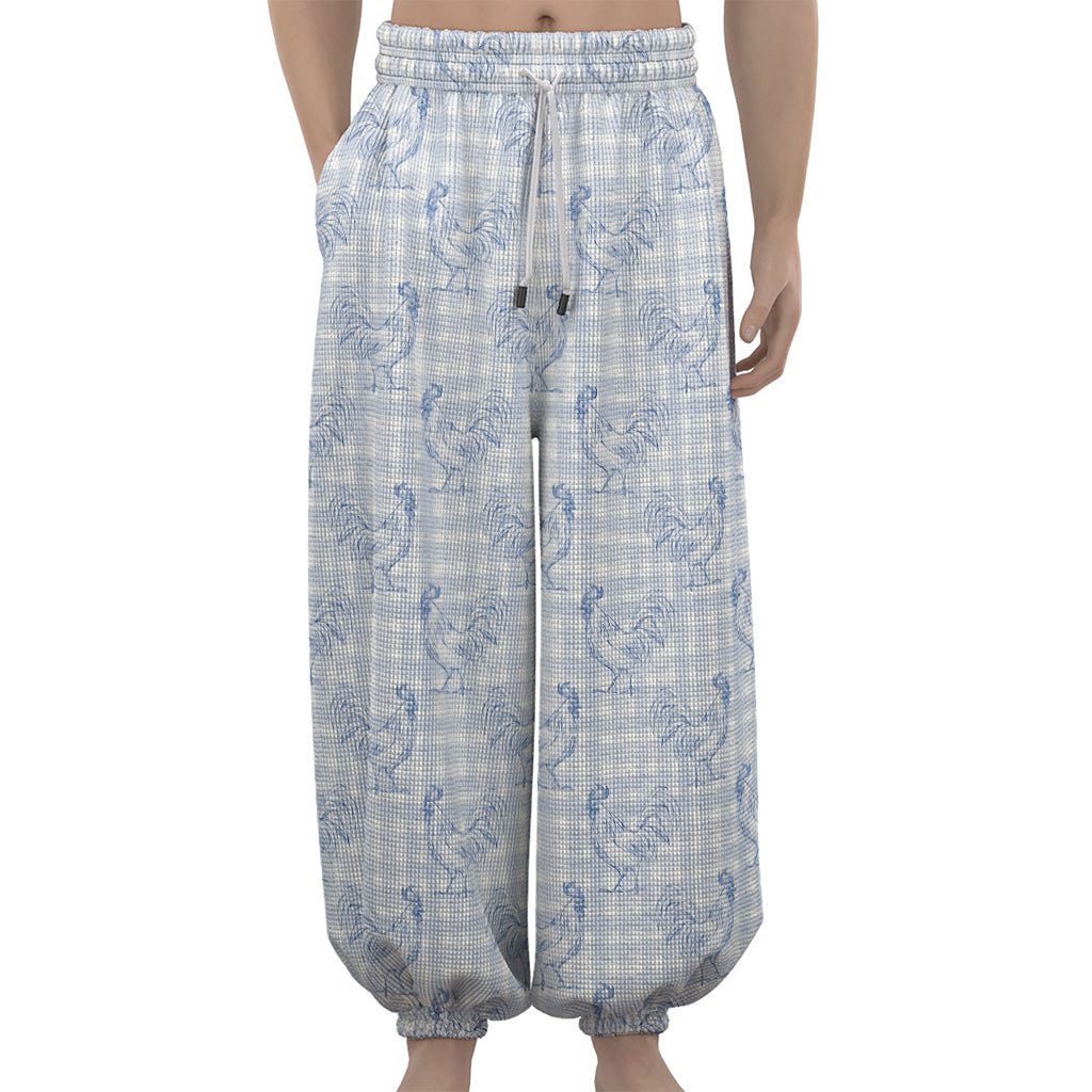 Rooster Plaid Pattern Print Lantern Pants