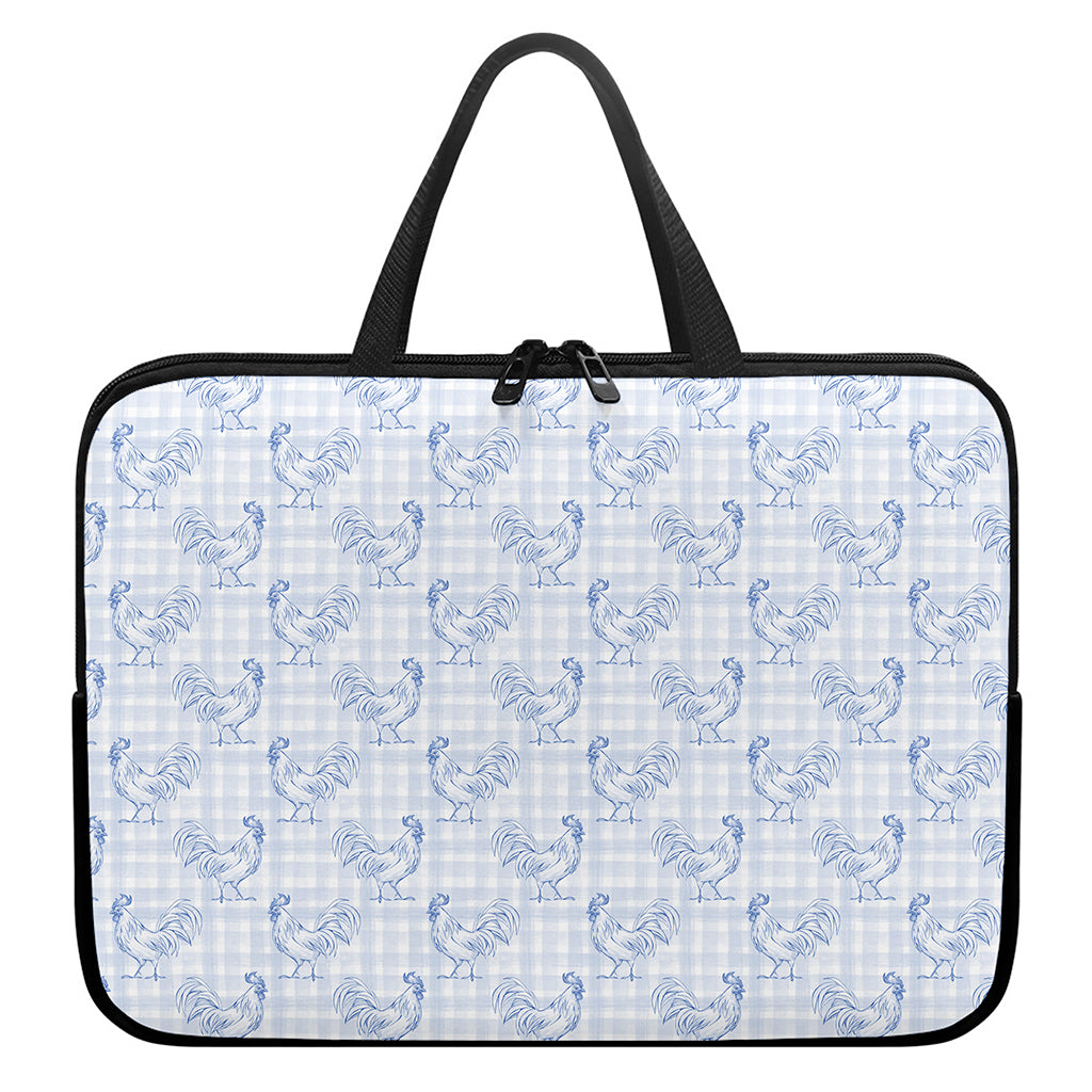 Rooster Plaid Pattern Print Laptop Sleeve With Handle