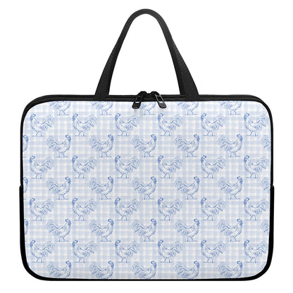 Rooster Plaid Pattern Print Laptop Sleeve With Handle