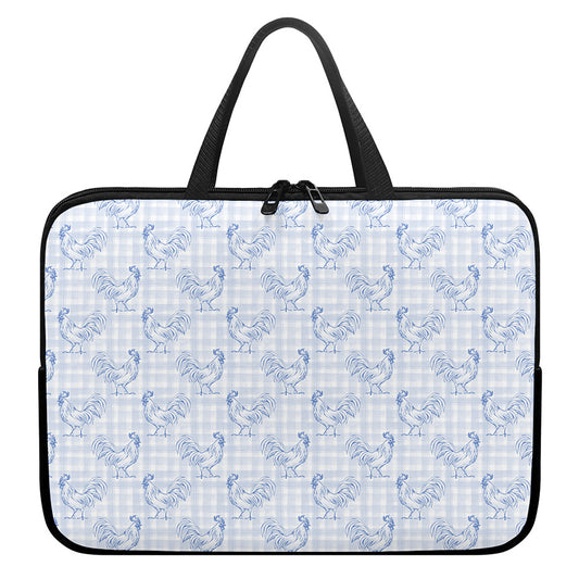 Rooster Plaid Pattern Print Laptop Sleeve With Handle