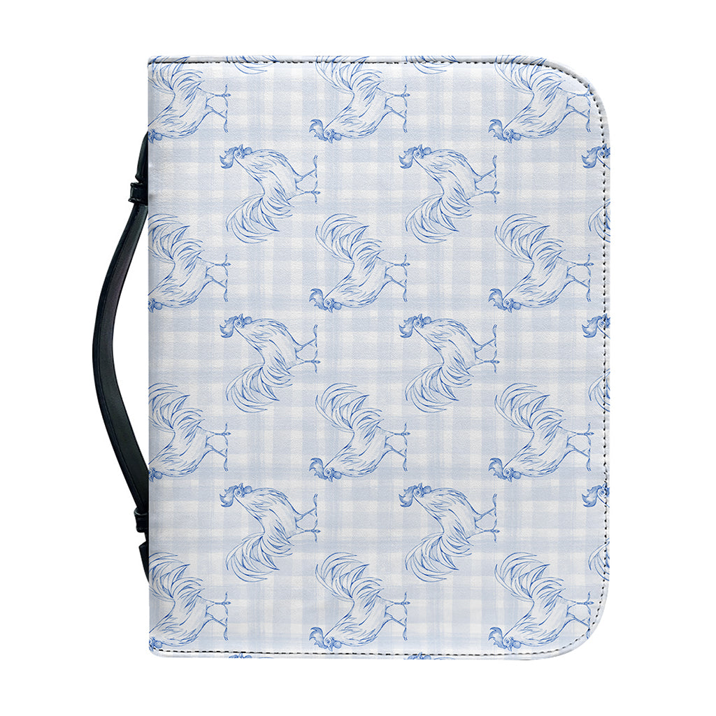 Rooster Plaid Pattern Print Leather Bible Cover