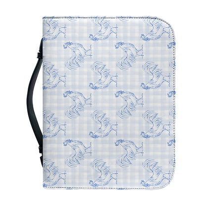 Rooster Plaid Pattern Print Leather Bible Cover