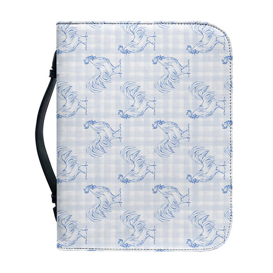 Rooster Plaid Pattern Print Leather Bible Cover