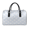 Rooster Plaid Pattern Print Leather Duffel Bag