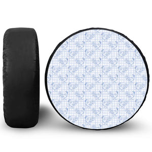 Rooster Plaid Pattern Print Leather Spare Tire Cover