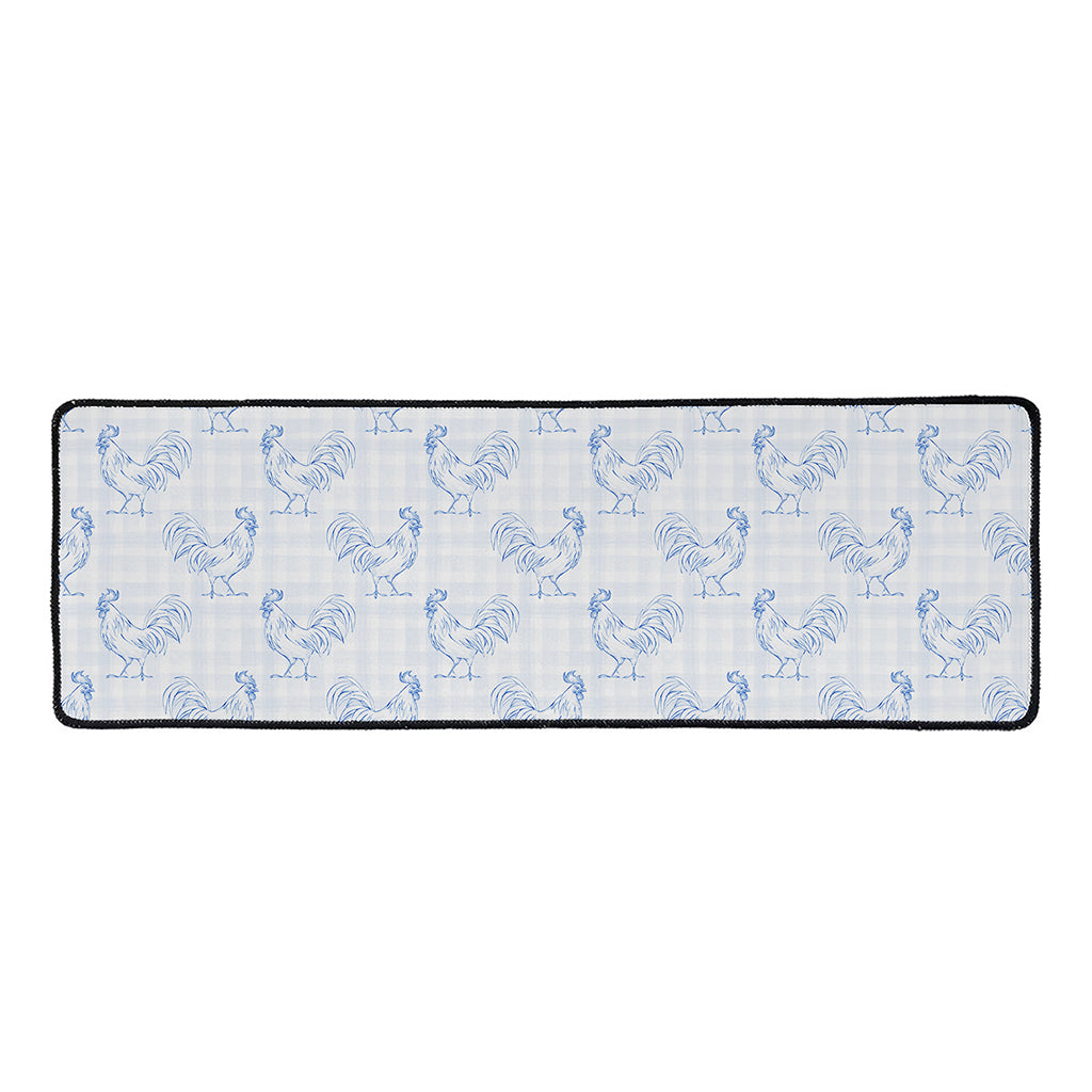 Rooster Plaid Pattern Print Long Kitchen Mat